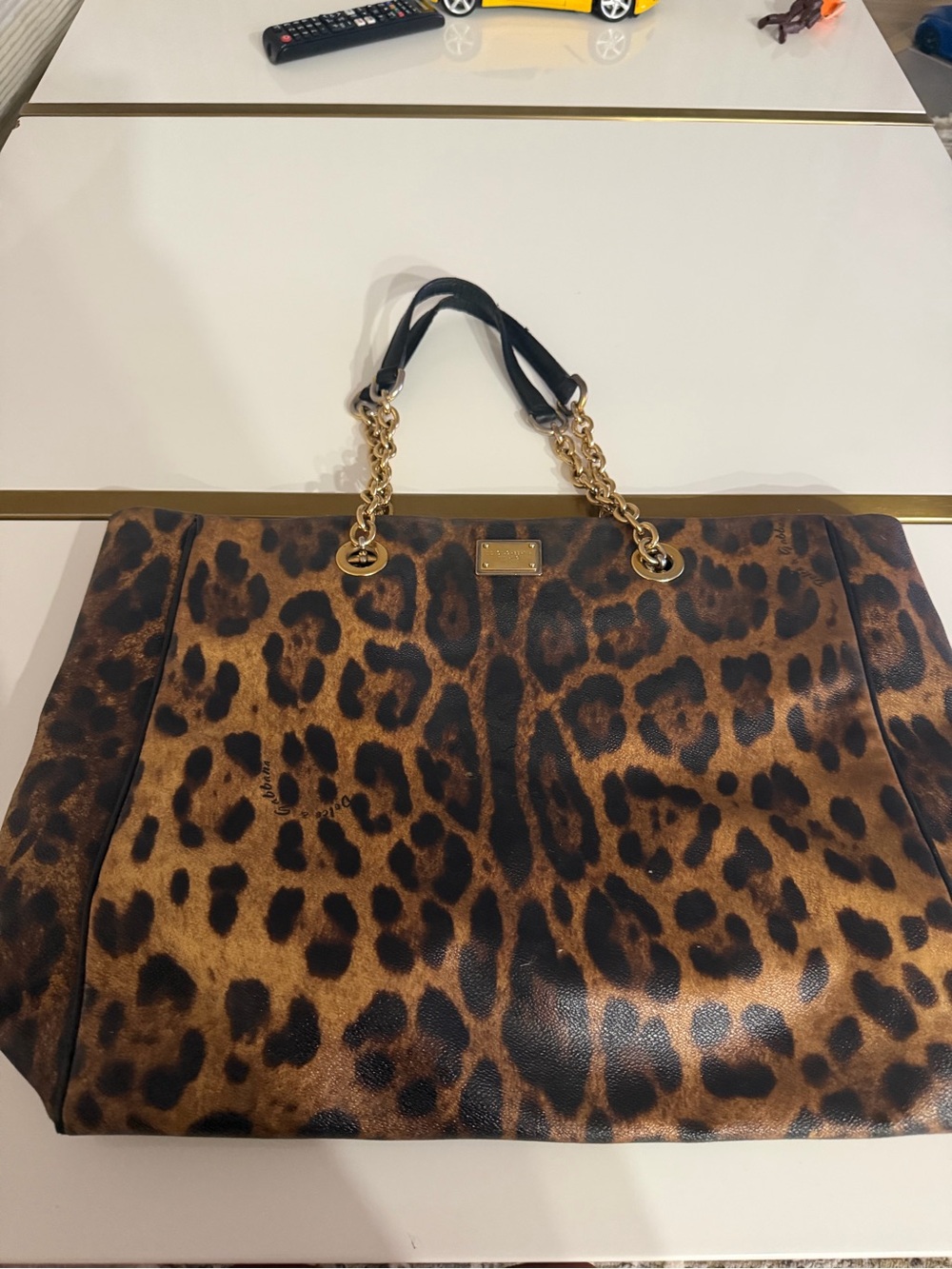 Dolce & Gabbana Leopard Print Chain Tote - Brown & Black - Picture 2 of 7